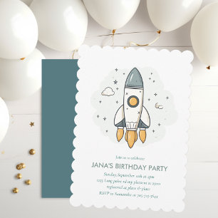 Soft Pastel Beige Rocket Frakt Nursery-inbjudan Inbjudningar