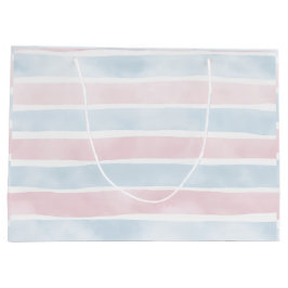 Soft Pastel Blue and Pink Watercolor Stripes 
