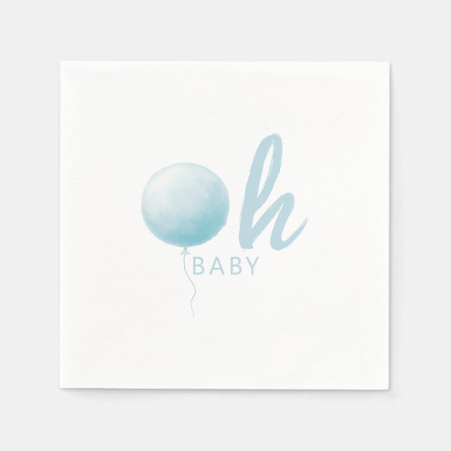 Soft Pastel Blue Balloon Baby Boy Shower Party Pappersservett (Framsidan)