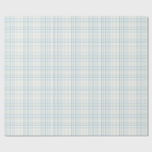 Soft Pastel Blue Linen Plaid Presentpapper (Platt)