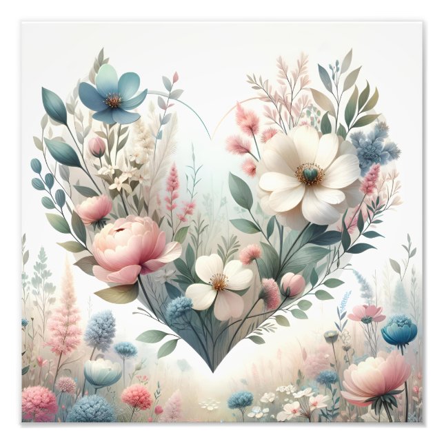 Soft Pastel Botanical Floral Meadow Fototryck (Framsidan)