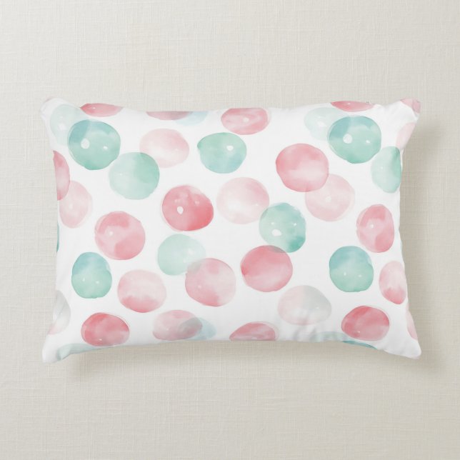 Soft Pastel Charm in Pink, Green & Blue Prydnadskudde (Framsidan)