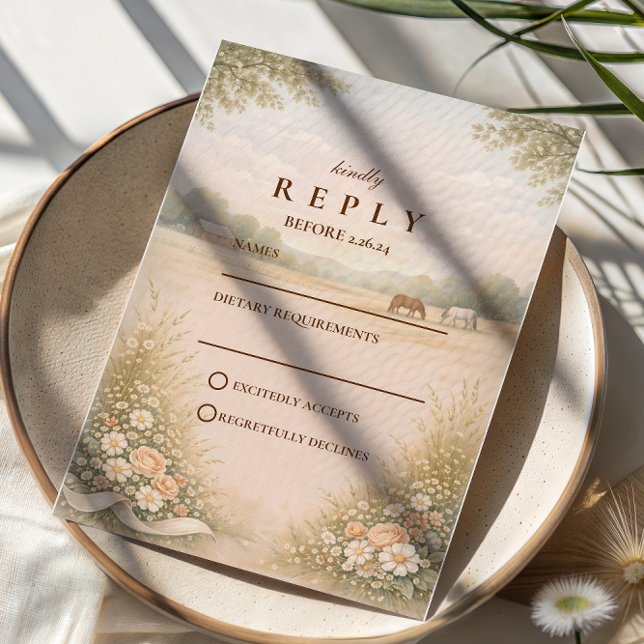 Soft Pastel Countryside Meadow Wedding OSA Kort (Skapare uppladdad)