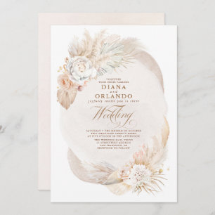 Soft Pastel Cream och Ivory Blommigt Boho Bröllop Inbjudningar
