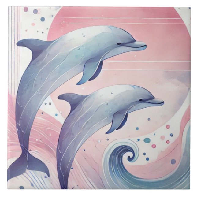 soft pastel dolphins kakelplatta (Framsidan)