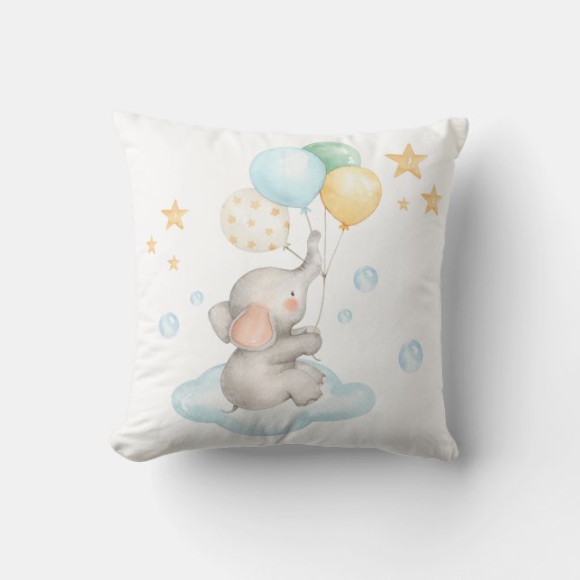 Soft Pastel Elephant Pojke Nursery Decor Kudde (Framsida)