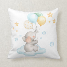 Soft Pastel Elephant Pojke Nursery Decor Kudde