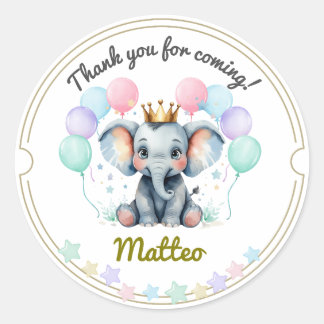 Soft Pastel Elephant Thank You Stickers Runt Klistermärke