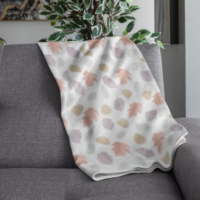 Soft Pastel Fall Löv Mönster | Minimalistisk höst Fleecefilt (Skapare uppladdad)