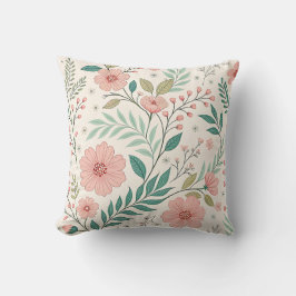 Soft Pastel Floral Botanical Throw Pillow Kudde