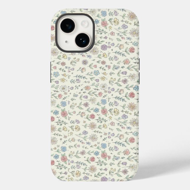 Soft Pastel Floral Pattern Cute Phone case (Baksida)