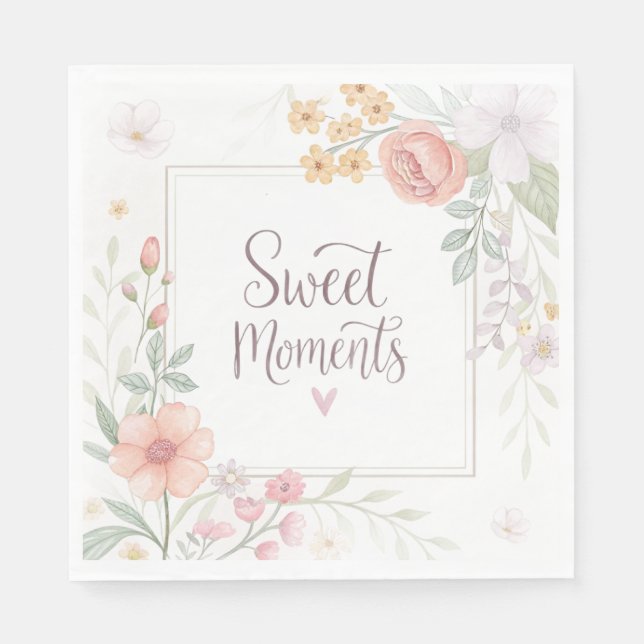 Soft Pastel Floral “Sweet Moments” Spring Design Pappersservett (Framsidan)
