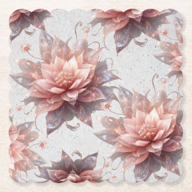 Soft Pastel Flower Coasters – Elegant Floral Table Underlägg Papper (Framsida)