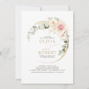 Soft Pastel Flowers Romantic Boho Bröllop Inbjudningar