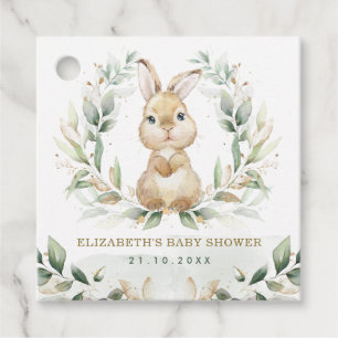 Soft Pastel Greenery Bunny Rabbit Baby Shower Gåvor Etiketter