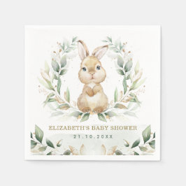 Soft Pastel Greenery Bunny Rabbit Baby Shower Pappersservett