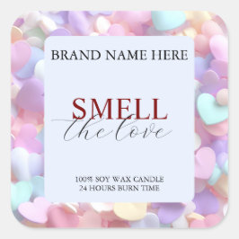 Soft Pastel Love Candle Label for Valentine’s Gift Fyrkantigt Klistermärke