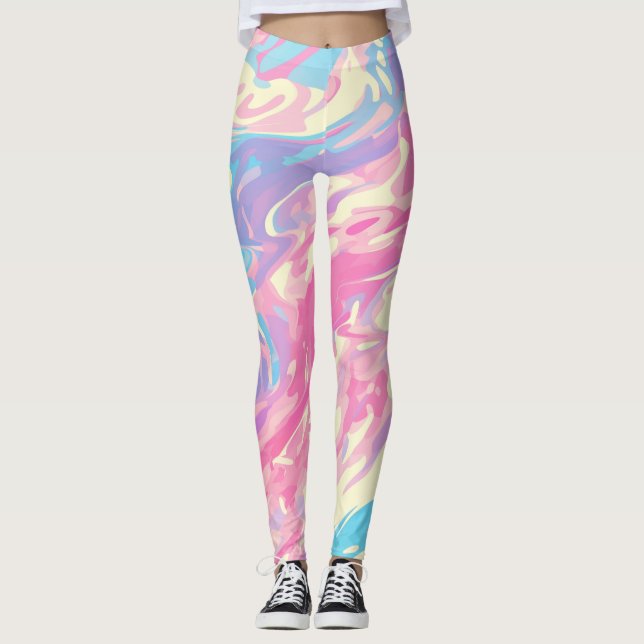 ✨ Soft Pastel Marble Design - Trendy & Smooth 🎨 Leggings (Framsida)