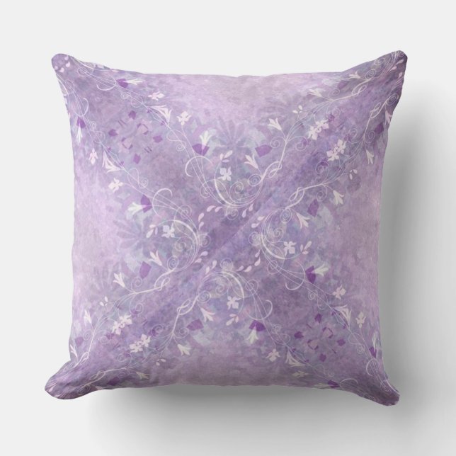 Soft Pastel Mauve Blommönster Dekorativ kudde (Framsida)