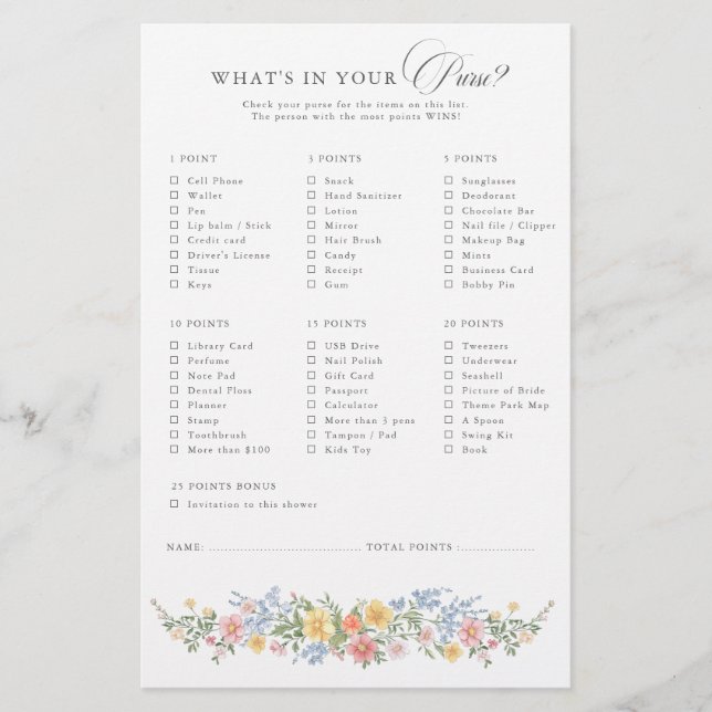 Soft Pastel Ornate Spring Chic Bridal Shower Game (Framsida)