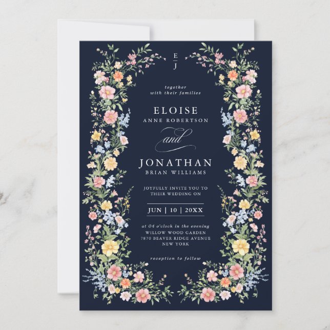 Soft Pastel Ornate Spring Floral QR Code Wedding   Inbjudningar (Framsida)