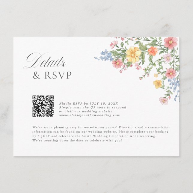 Soft Pastel Ornate Spring Garden Floral Wedding En Tilläggskort (Framsida)