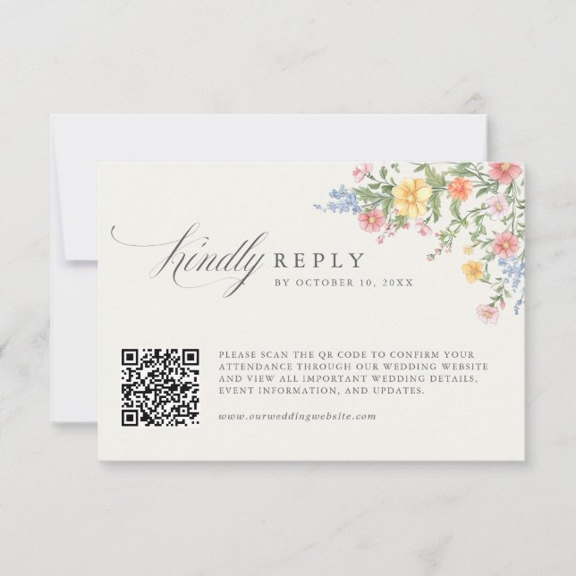Soft Pastel Ornate Spring Garden Wedding QR Code OSA Kort (Framsida)