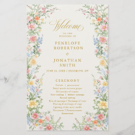 Soft Pastel Ornate Spring Gold  Wedding Program 