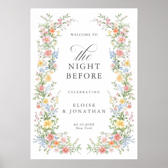 Soft Pastel Ornate Spring Rehearsal Dinner Welcome Poster (Framsidan)