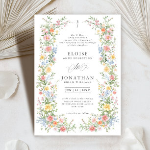 Soft Pastel Ornate Vår Garden Blommigt Bröllop Inbjudningar