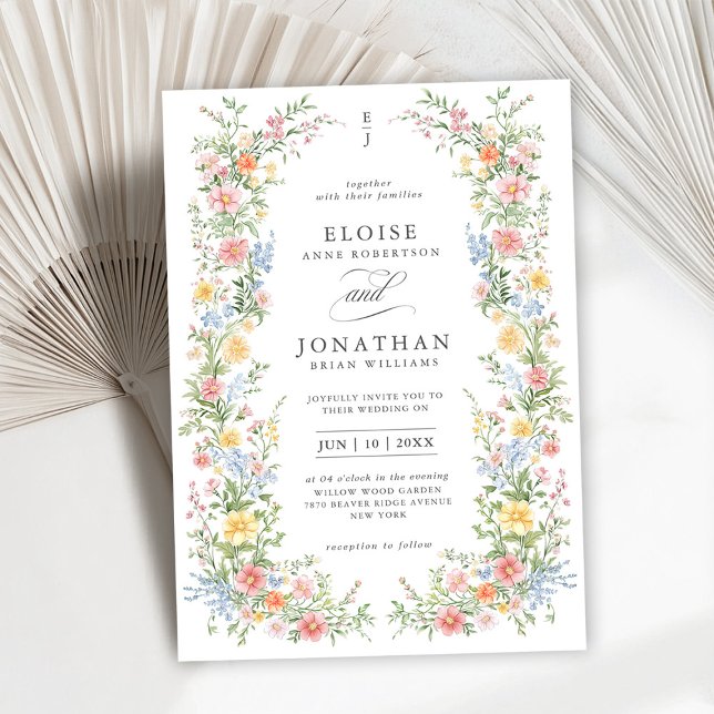 Soft Pastel Ornate Vår Garden Blommigt Bröllop Inbjudningar (Soft Pastel Ornate Spring Garden Floral Wedding Invitation)