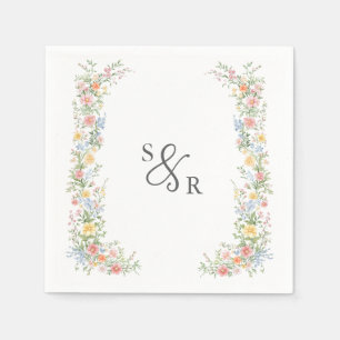 Soft Pastel Ornate Vår Garden Blommigt Bröllop Pappersservett