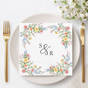 Soft Pastel Ornate Vår Garden Blommigt Bröllop Pappersservett