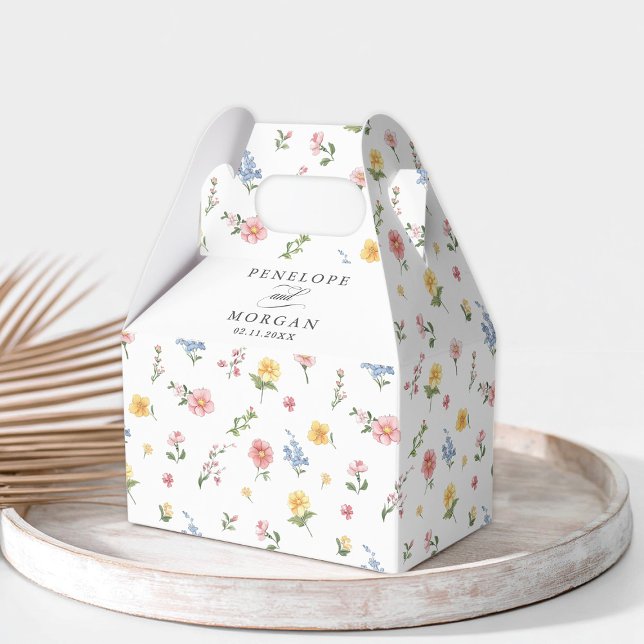 Soft Pastel Ornate Vår Garden Blommigt Bröllop Presentaskar (Soft Pastel Ornate Spring Garden Floral Wedding Favor Boxes)