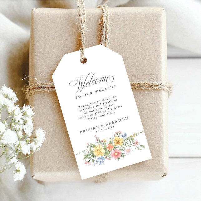 Soft Pastel Ornate Vår Garden Blommigt Bröllop Presentetikett (Soft Pastel Ornate Spring Garden Floral Wedding Welcome favor / Gift Tags)