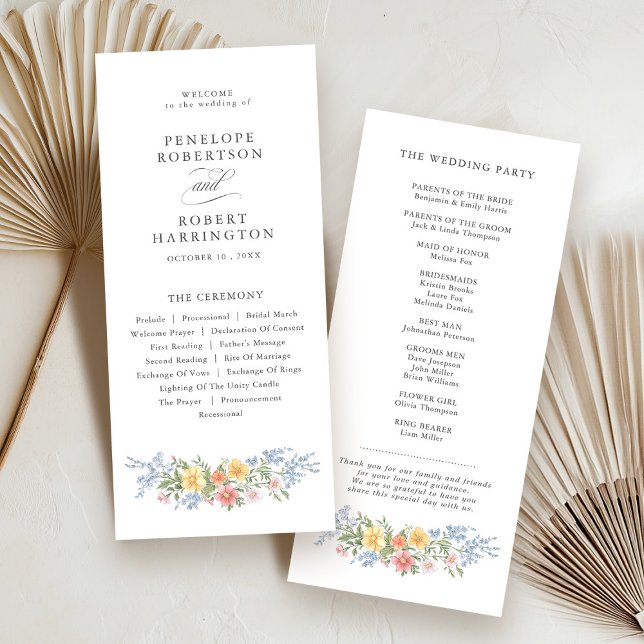 Soft Pastel Ornate Vår Garden Blommigt Bröllop Program (Soft Pastel Ornate Spring Garden Floral Wedding Program)