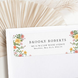 Soft Pastel Ornate Vår Garden Blommigt Bröllop Returadress Etikett