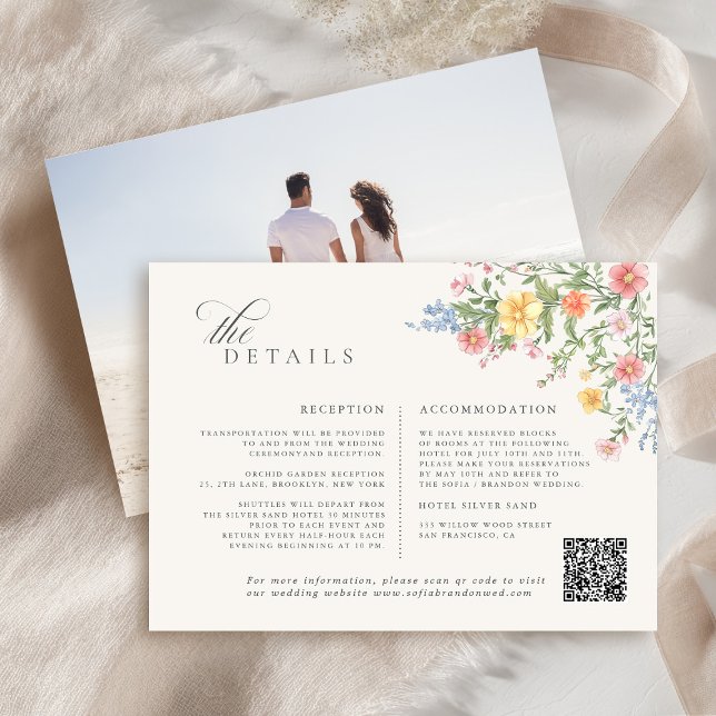Soft Pastel Ornate Vår Garden Blommigt Bröllop Tilläggskort (Soft Pastel Ornate Spring Garden Floral Wedding Photo Enclosure Card)