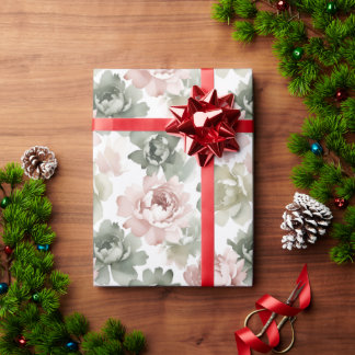 Soft Pastel Peony Watercolor Pattern Presentpapper