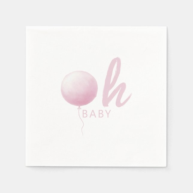 Soft Pastel Pink Balloon Baby Girl Shower Party Pappersservett (Framsidan)