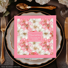 Soft Pastel Pink Gold Napkins Delicate Custom Name Pappersservett