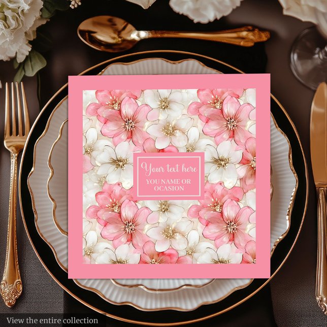 Soft Pastel Pink Gold Napkins Delicate Custom Name Pappersservett (Soft Pastel Pink Gold Napkins Delicate Custom Name)