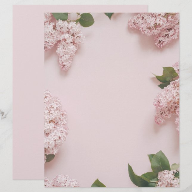 Soft pastel Pink lilacs scrapbook paper (Fram/baksida)