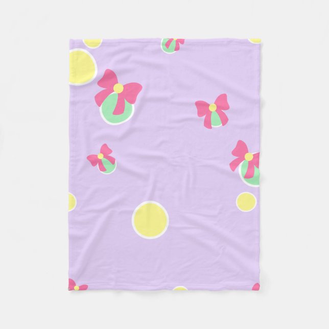 soft pastel polka dots and bows fleecefilt (Framsidan)
