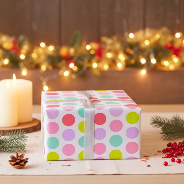 Soft Pastel Polka Dots Pattern Presentpapper (Skapare uppladdad)