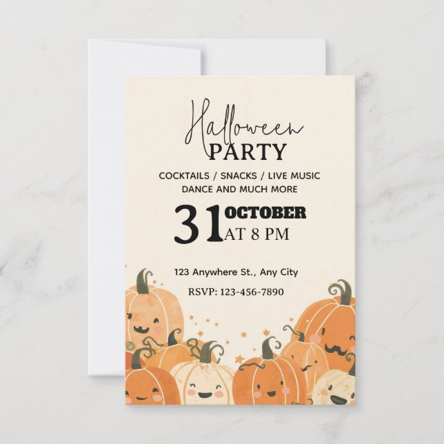 Soft Pastel Pumpkin Patch Halloween fest Invati Inbjudningar (Framsida)