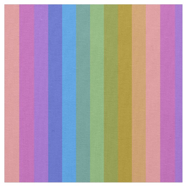 Soft Pastel Rainbow Vertical Stripes Tyg (Närbild)