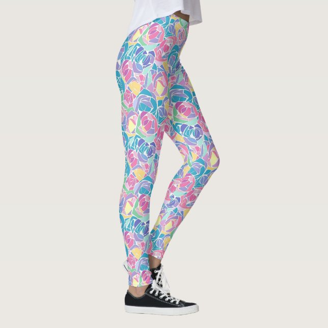 Soft Pastel Rose Love Leggings (Höger)