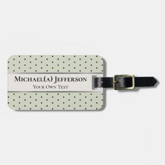Soft Pastel Sage Green and Black Polka Dot Elegant Bagagebricka