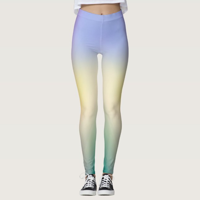 Soft Pastel Sunrise Gradient Yoga Leggings (Framsida)